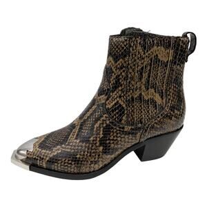 ASH  Python Leather Floyd Metal Cap Toe Chelsea Ankle Boots Black Brown  36 US 5